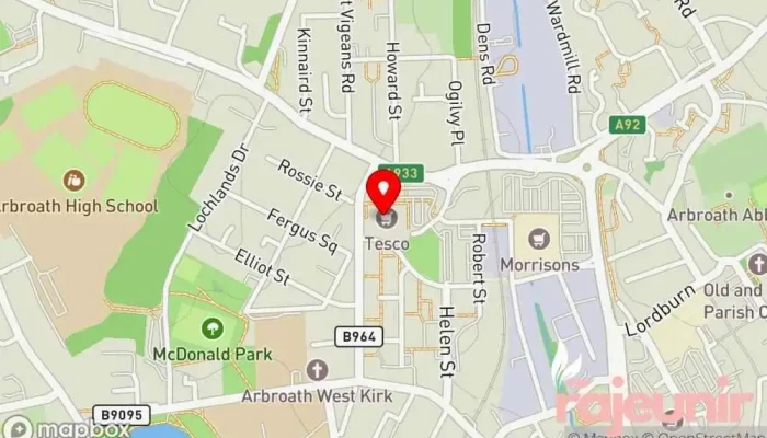 map of Tesco Superstore Supermarket, Convenience store, Grocery store, Produce market in Arbroath